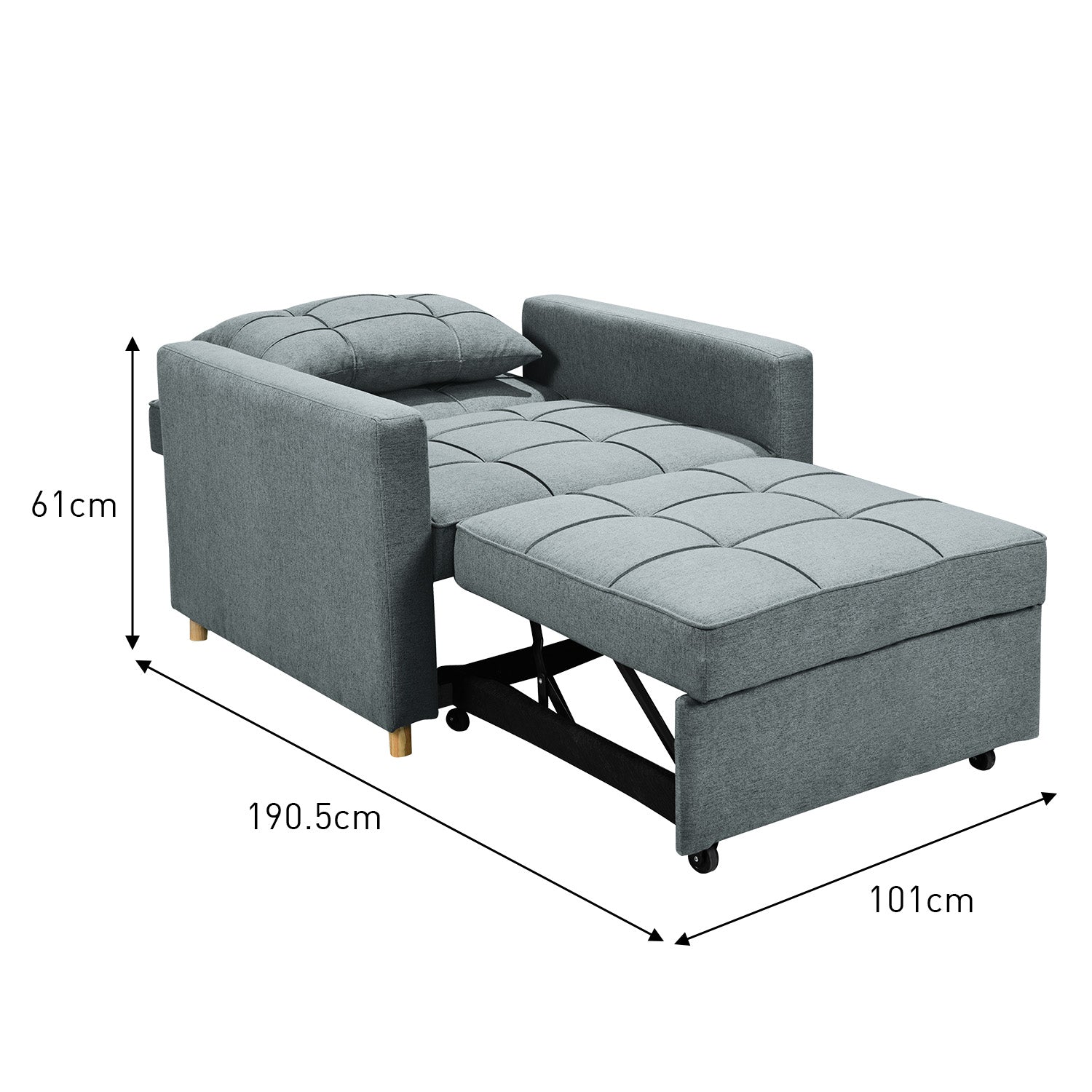 Sarantino Suri 3-in-1 Convertible Sofa Chair Bed -  Airforce Blue - Cosy Abode