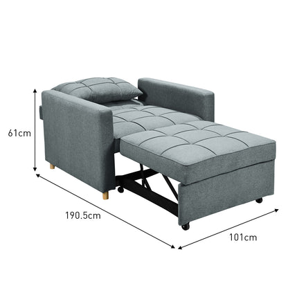 Sarantino Suri 3-in-1 Convertible Sofa Chair Bed -  Airforce Blue - Cosy Abode