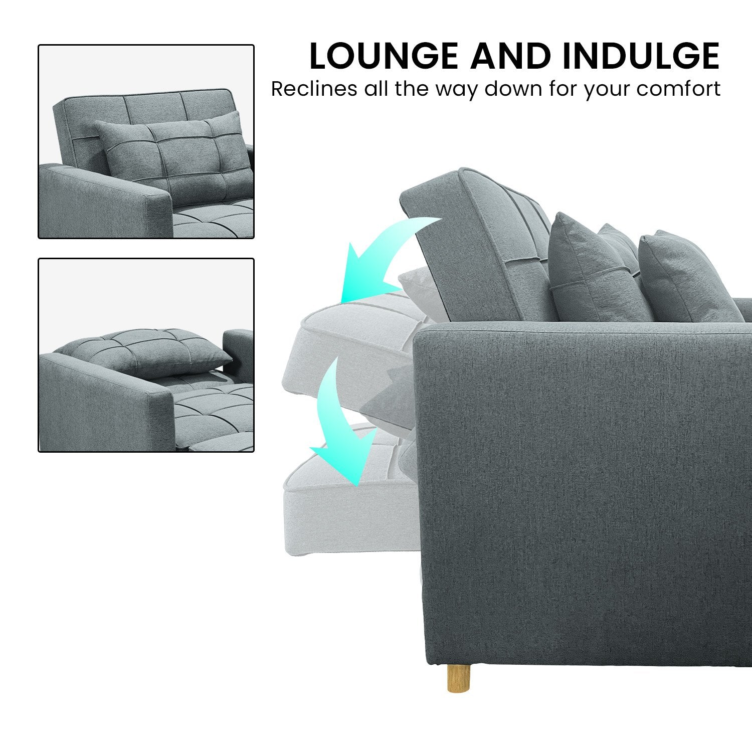 Sarantino Suri 3-in-1 Convertible Sofa Chair Bed -  Airforce Blue - Cosy Abode