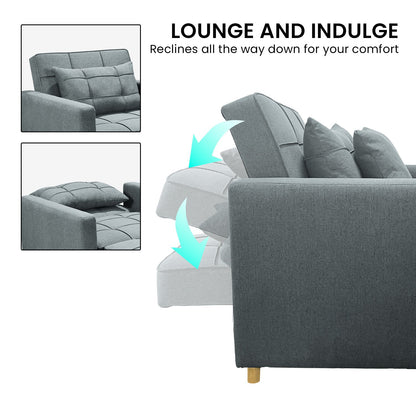 Sarantino Suri 3-in-1 Convertible Sofa Chair Bed -  Airforce Blue - Cosy Abode