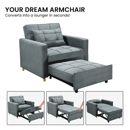 Sarantino Suri 3-in-1 Convertible Sofa Chair Bed -  Airforce Blue - Cosy Abode