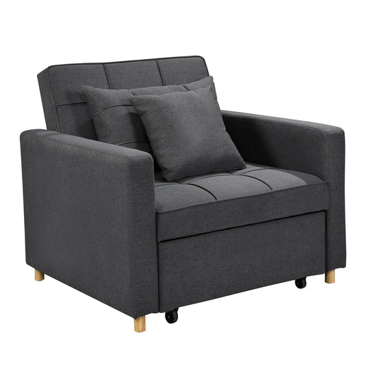 Sarantino Suri 3-in-1 Convertible Lounge Chair Bed - Dark Grey - Cosy Abode