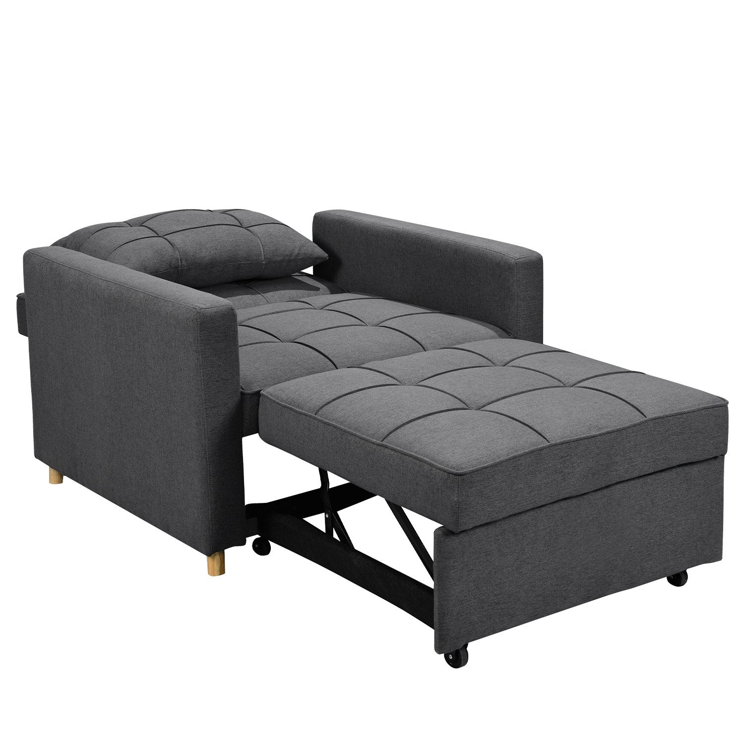 Sarantino Suri 3-in-1 Convertible Lounge Chair Bed - Dark Grey - Cosy Abode