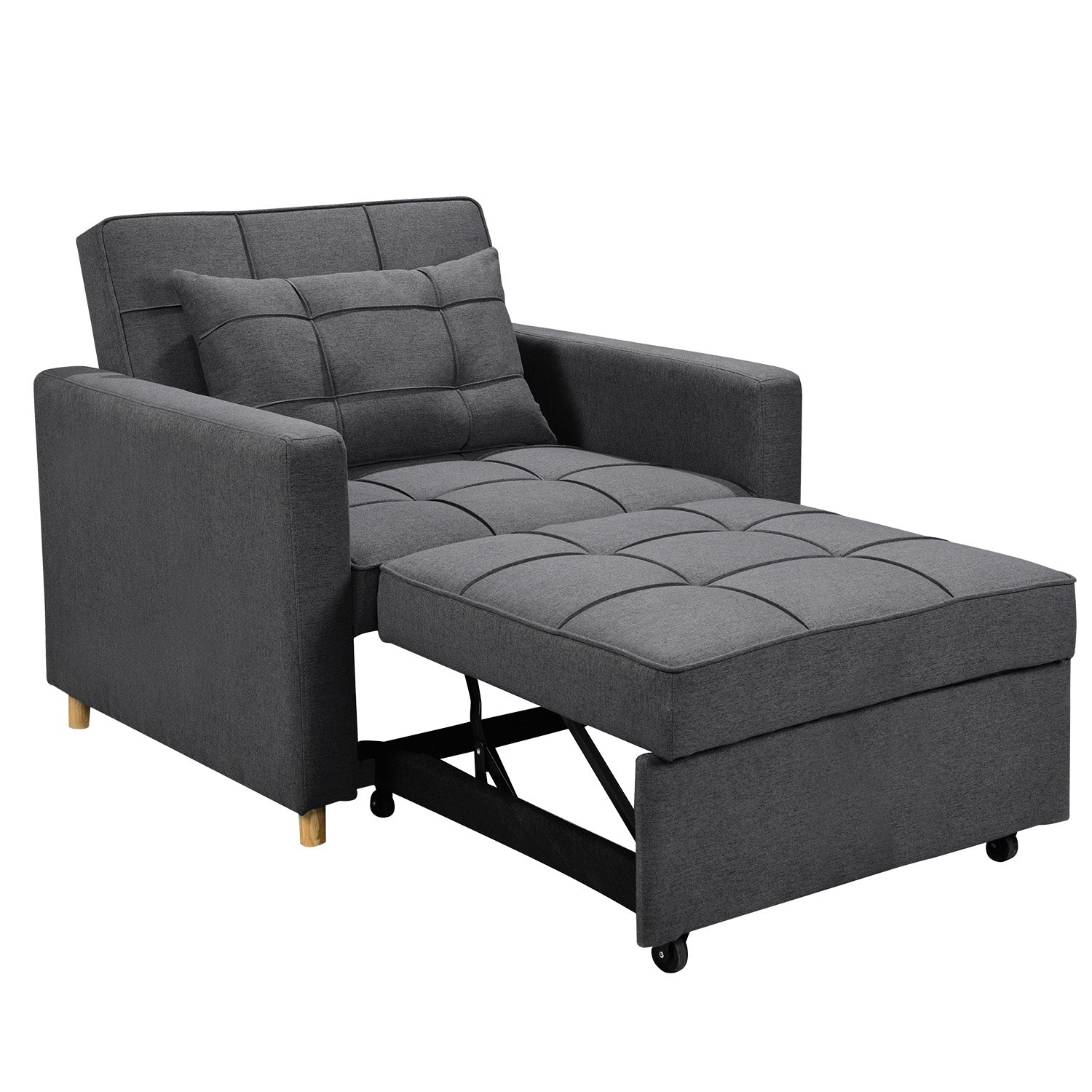 Sarantino Suri 3-in-1 Convertible Lounge Chair Bed - Dark Grey - Cosy Abode