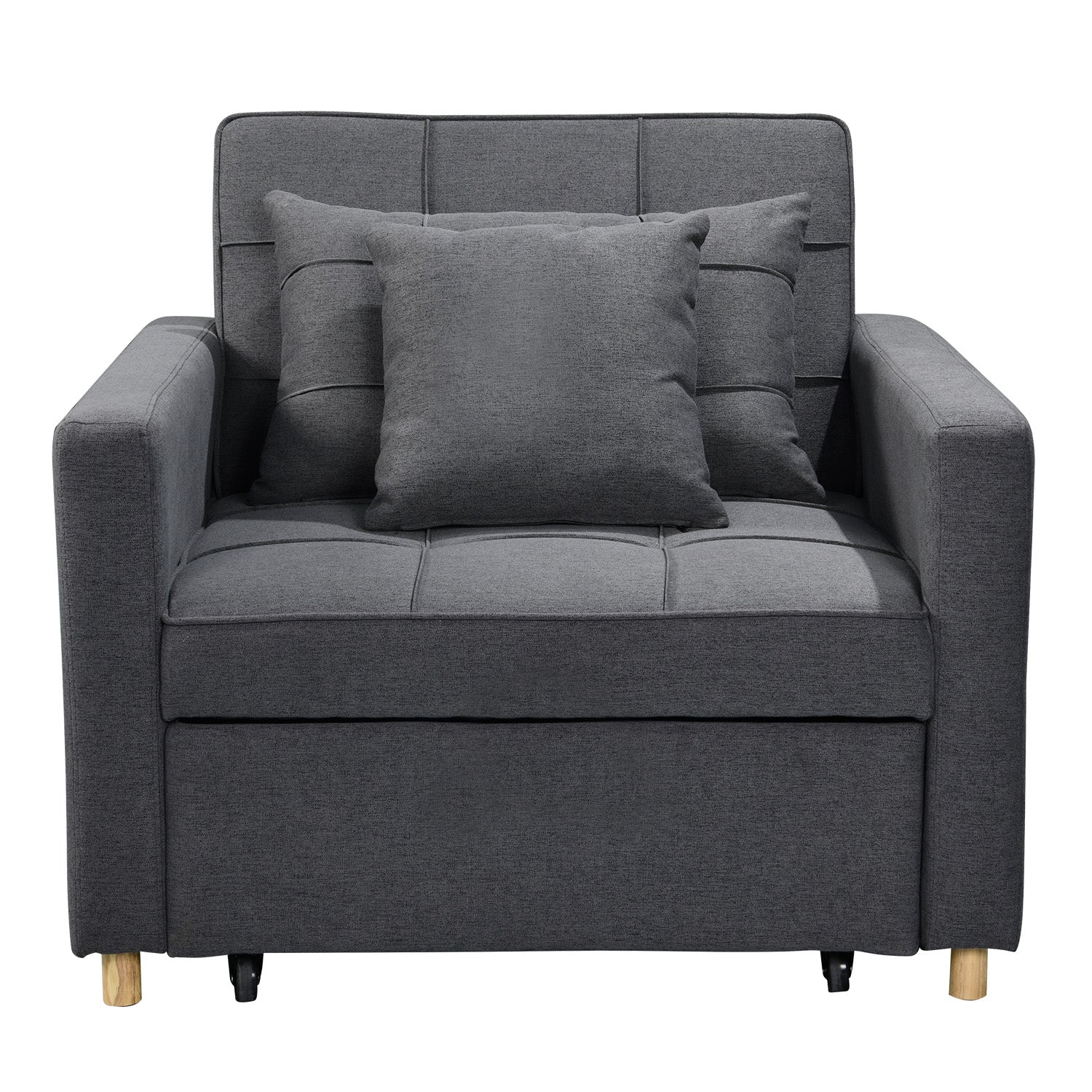 Sarantino Suri 3-in-1 Convertible Lounge Chair Bed - Dark Grey - Cosy Abode