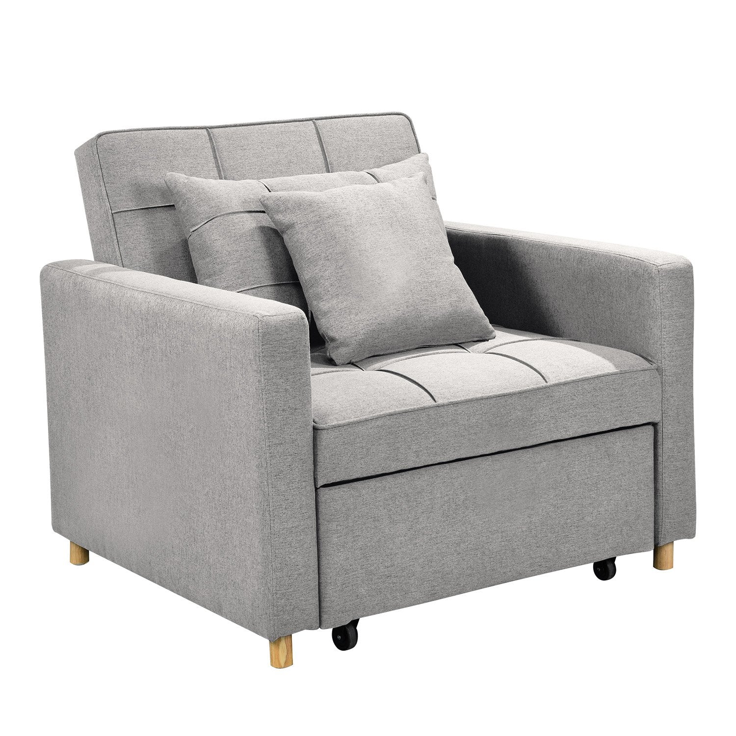 Sarantino Suri 3-in-1 Convertible Sofa Chair Bed Lounger - Light Grey - Cosy Abode