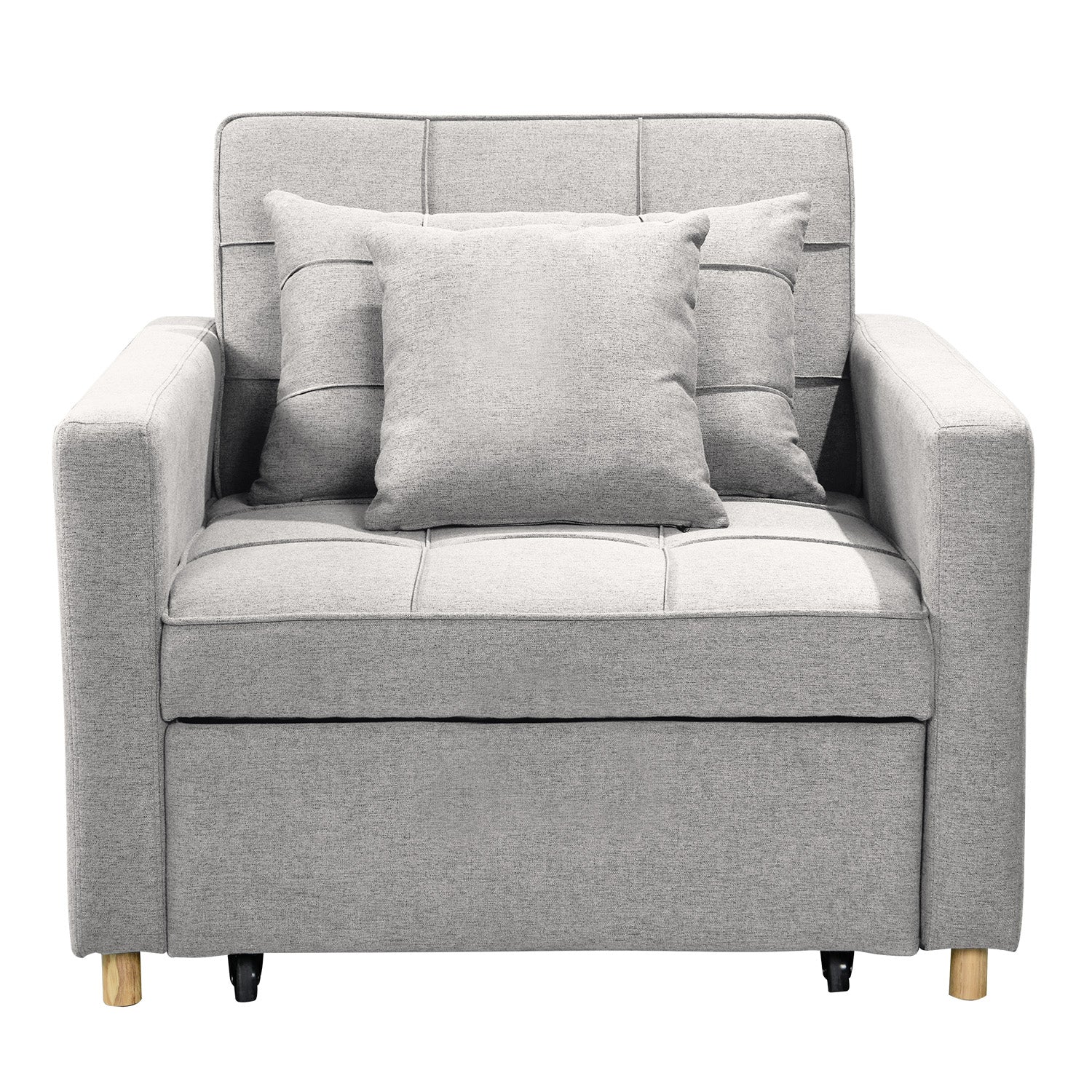 Sarantino Suri 3-in-1 Convertible Sofa Chair Bed Lounger - Light Grey - Cosy Abode