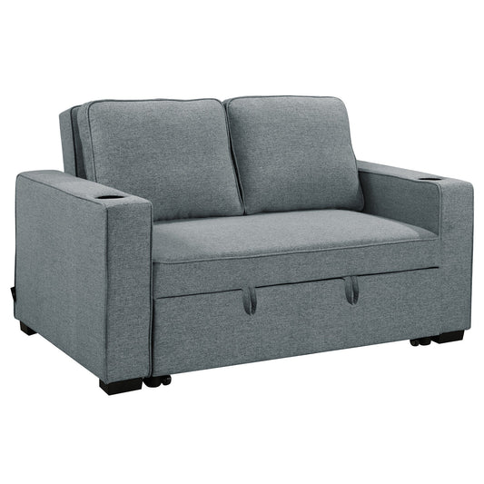 Sarantino Hoffman Linen Sofa Bed With Cushions & Cup Holders Dark Grey - Cosy Abode