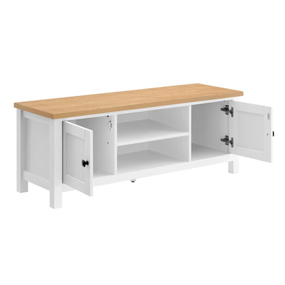 Sarantino Gio Tv Stand - White/natural - Cosy Abode
