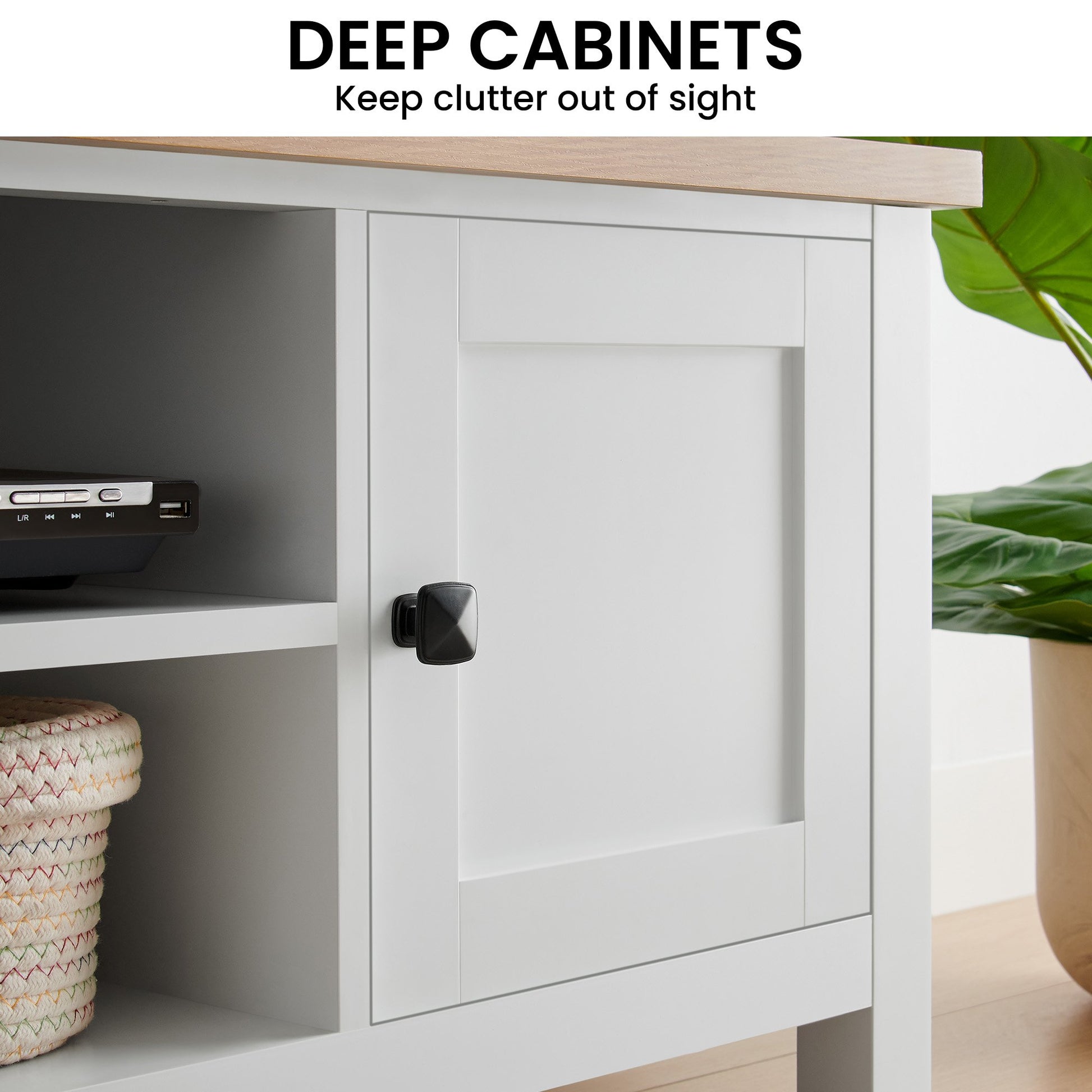 Sarantino Gio Tv Stand - White/natural - Cosy Abode