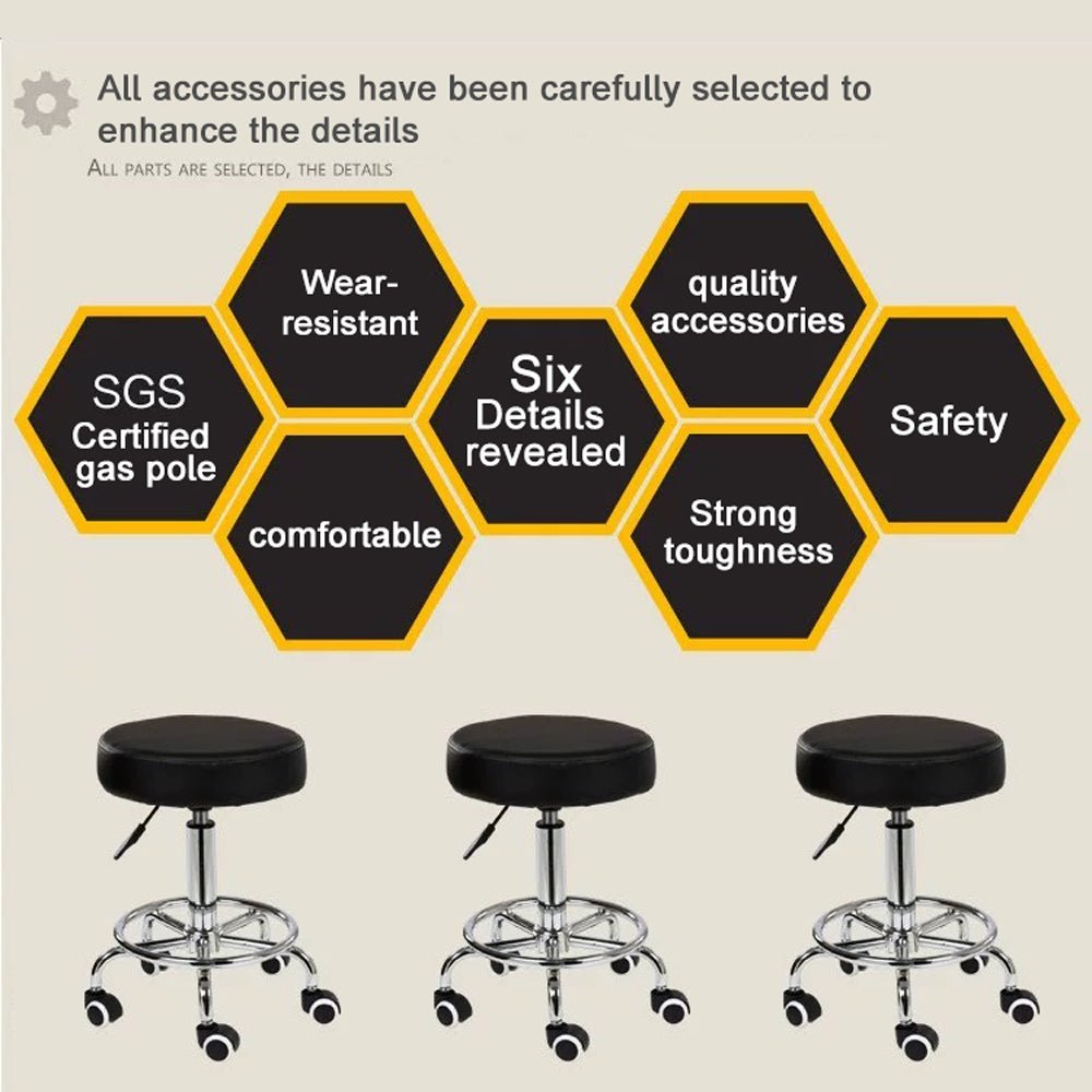 Salon Chair Bar Swivel Stool Office Roller Wheels Portable Height Adjust Leather BS8401 - Cosy Abode