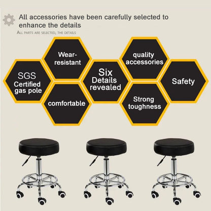 Salon Chair Bar Swivel Stool Office Roller Wheels Portable Height Adjust Leather BS8401 - Cosy Abode