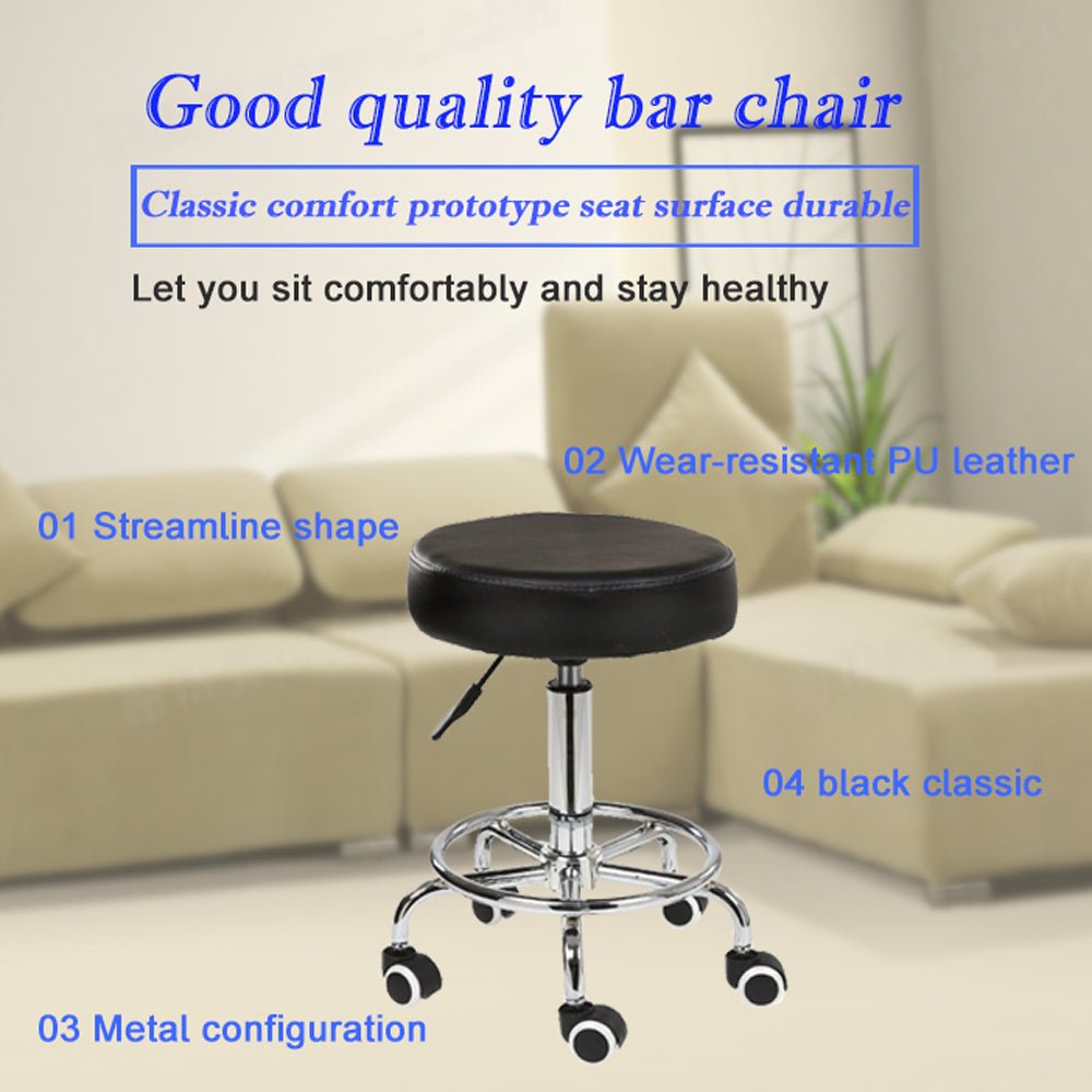 Salon Chair Bar Swivel Stool Office Roller Wheels Portable Height Adjust Leather BS8401 - Cosy Abode