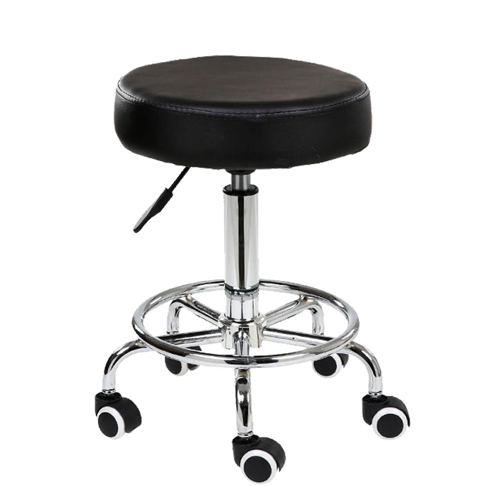 Salon Chair Bar Swivel Stool Office Roller Wheels Portable Height Adjust Leather BS8401(x2) - Cosy Abode