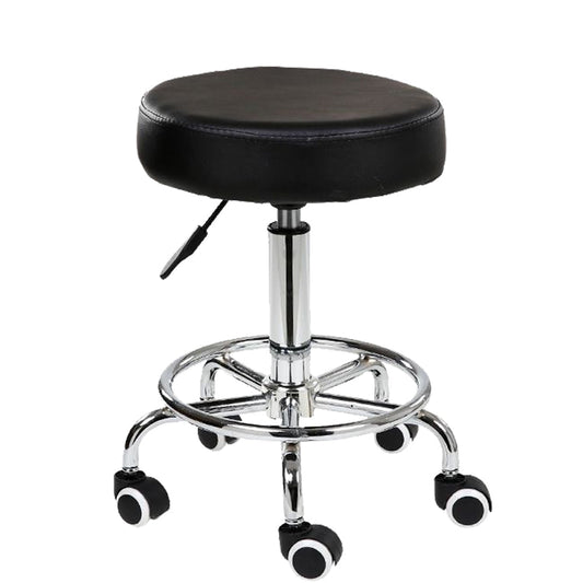 Salon Chair Bar Swivel Stool Office Roller Wheels Portable Height Adjust Leather BS8401(x2) - Cosy Abode