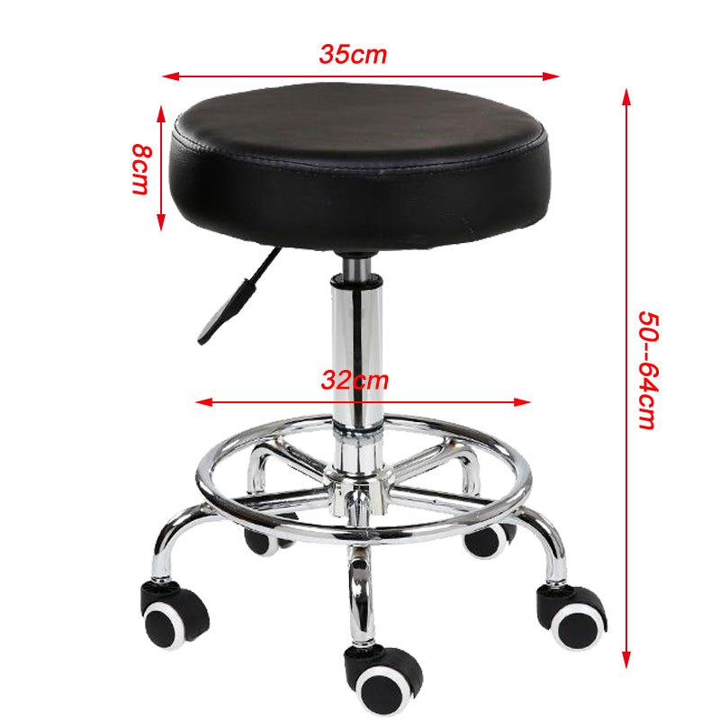 Salon Chair Bar Swivel Stool Office Roller Wheels Portable Height Adjust Leather BS8401(x2) - Cosy Abode