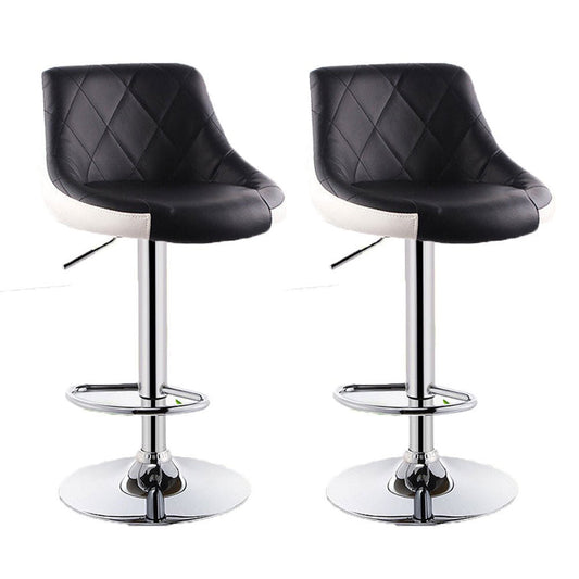 Bar Stools Kitchen Bar Stool Leather Barstools Swivel Gas Lift Counter Chairs x2 BS8403 Black - Cosy Abode