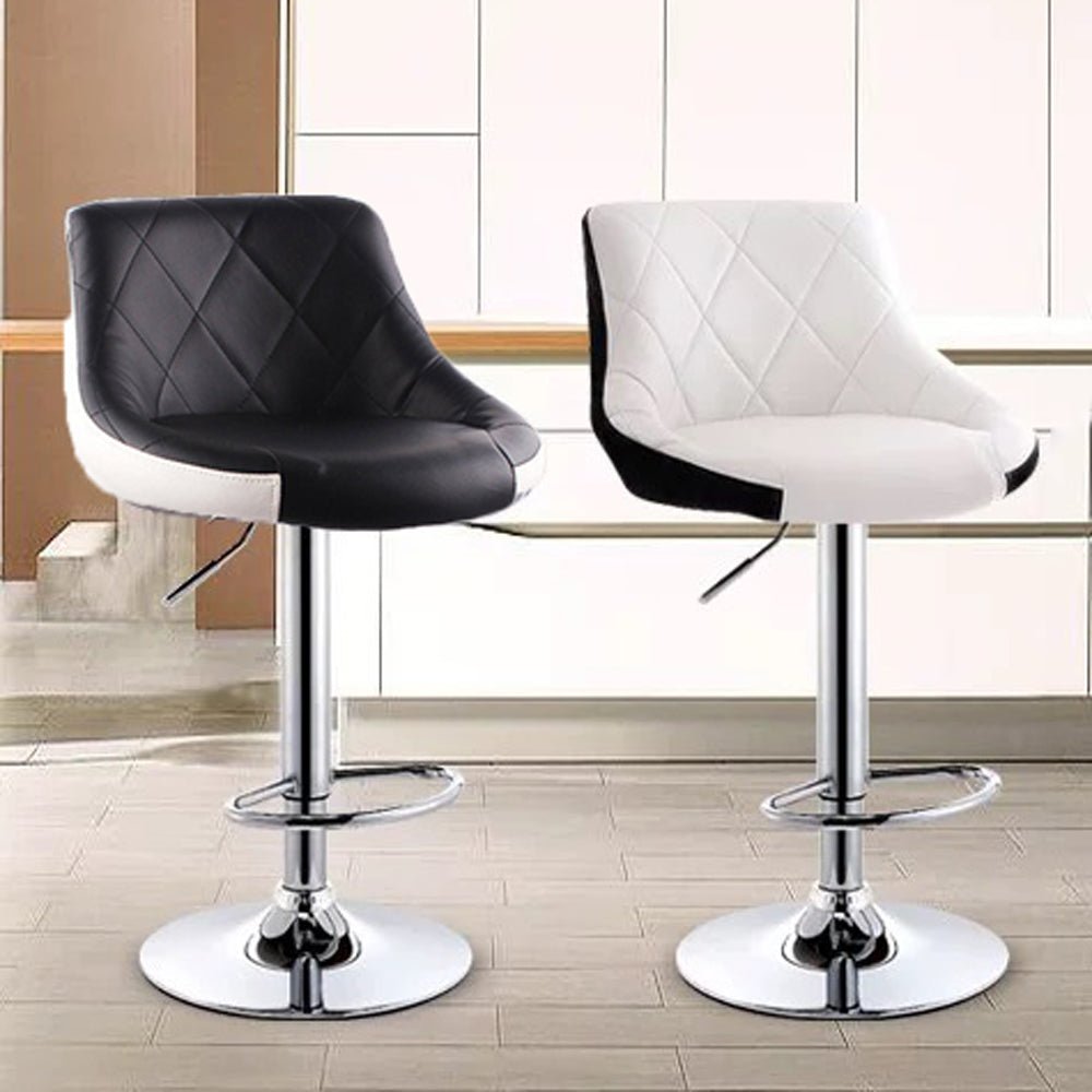 Bar Stools Kitchen Bar Stool Leather Barstools Swivel Gas Lift Counter Chairs x2 BS8403 Black - Cosy Abode