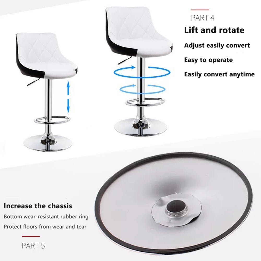 Bar Stools Kitchen Bar Stool Leather Barstools Swivel Gas Lift Counter Chairs x2 BS8403 Black - Cosy Abode