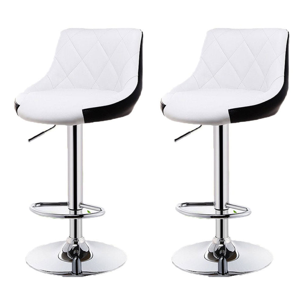 Bar Stools Kitchen Bar Stool Leather Barstools Swivel Gas Lift Counter Chairs x2 BS8403 White - Cosy Abode
