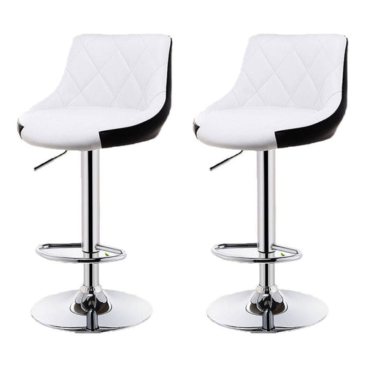 Bar Stools Kitchen Bar Stool Leather Barstools Swivel Gas Lift Counter Chairs x2 BS8403 White - Cosy Abode