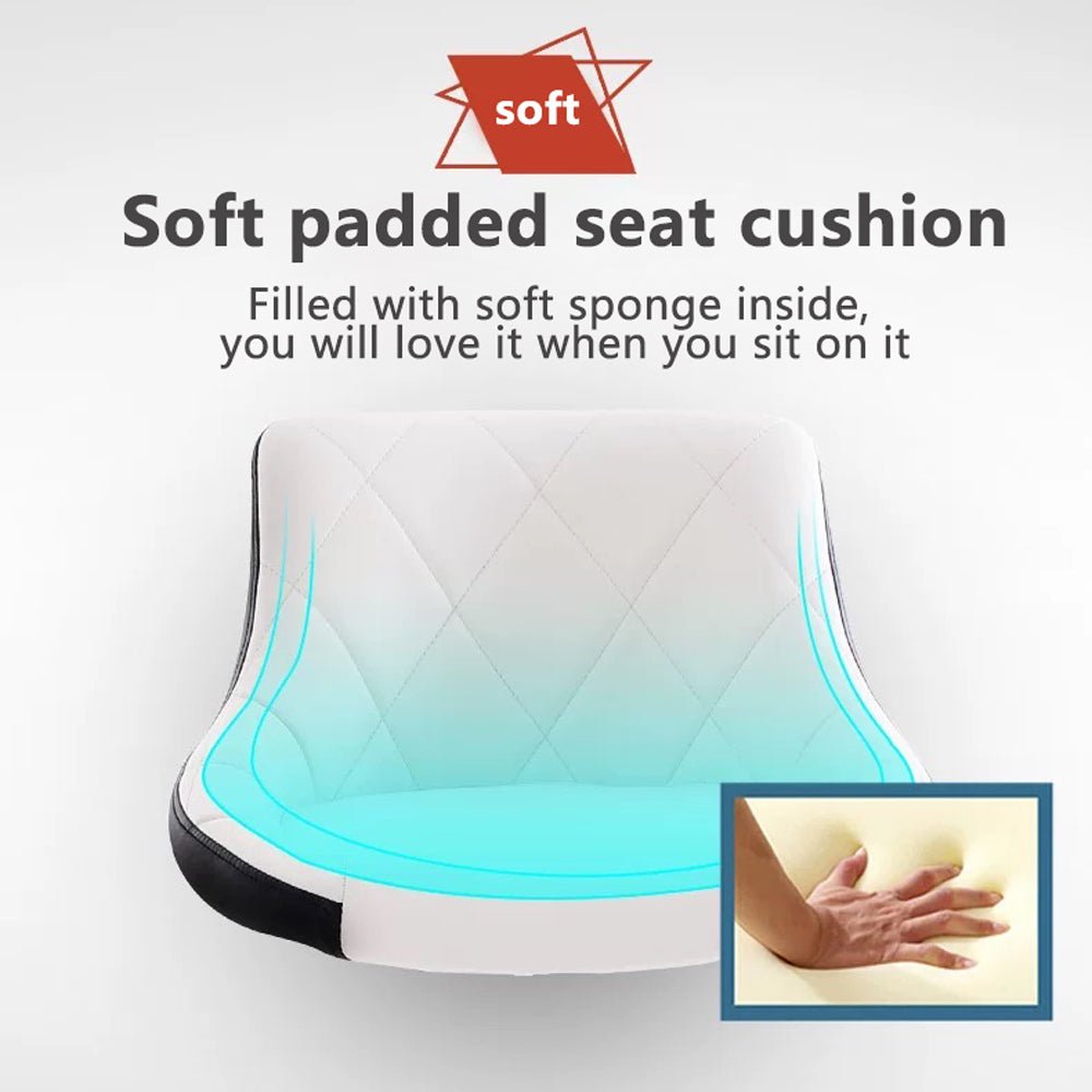 Bar Stools Kitchen Bar Stool Leather Barstools Swivel Gas Lift Counter Chairs x2 BS8403 White - Cosy Abode