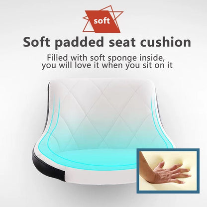 Bar Stools Kitchen Bar Stool Leather Barstools Swivel Gas Lift Counter Chairs x2 BS8403 White - Cosy Abode