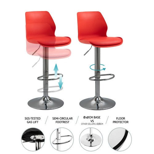 Bar Stools Kitchen Bar Stool Leather Barstools Swivel Gas Lift Counter Chairs x2 BS8404 White - Cosy Abode