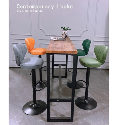 Bar Stools Kitchen Bar Stool Leather Barstools Swivel Gas Lift Counter Chairs x2 BS8405 Brown - Cosy Abode