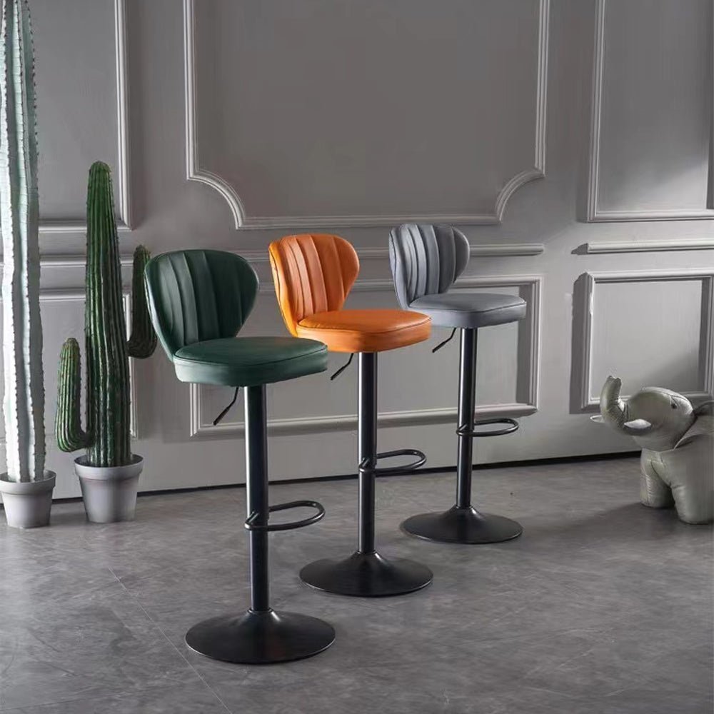 Bar Stools Kitchen Bar Stool Leather Barstools Swivel Gas Lift Counter Chairs x2 BS8405 Green - Cosy Abode