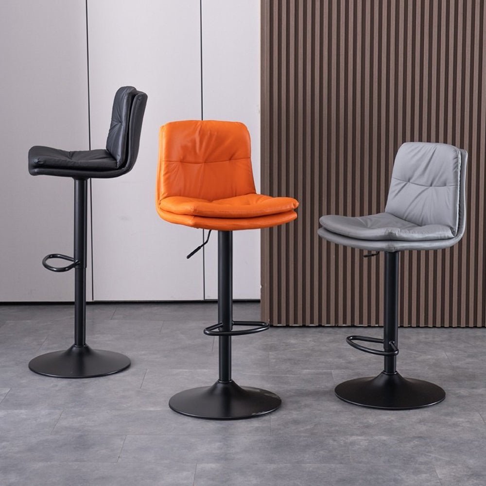Bar Stools Kitchen Bar Stool Leather Barstools Swivel Gas Lift Counter Chairs x2 BS8406 Black - Cosy Abode