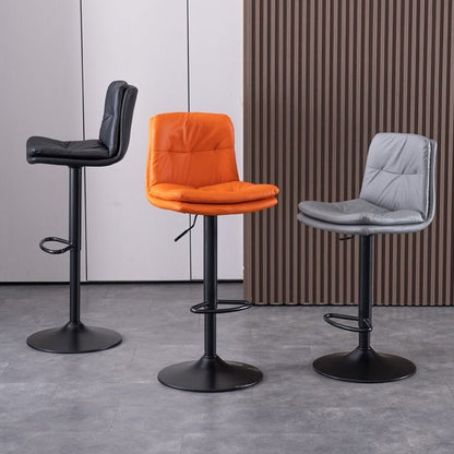 Bar Stools Kitchen Bar Stool Leather Barstools Swivel Gas Lift Counter Chairs x2 BS8406 Black - Cosy Abode
