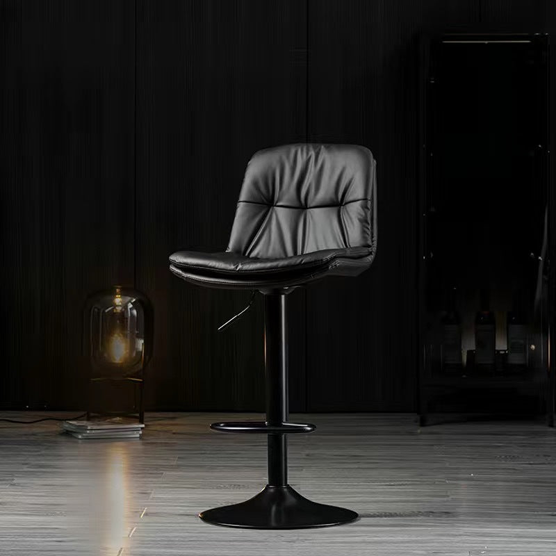 Bar Stools Kitchen Bar Stool Leather Barstools Swivel Gas Lift Counter Chairs x2 BS8406 Black - Cosy Abode