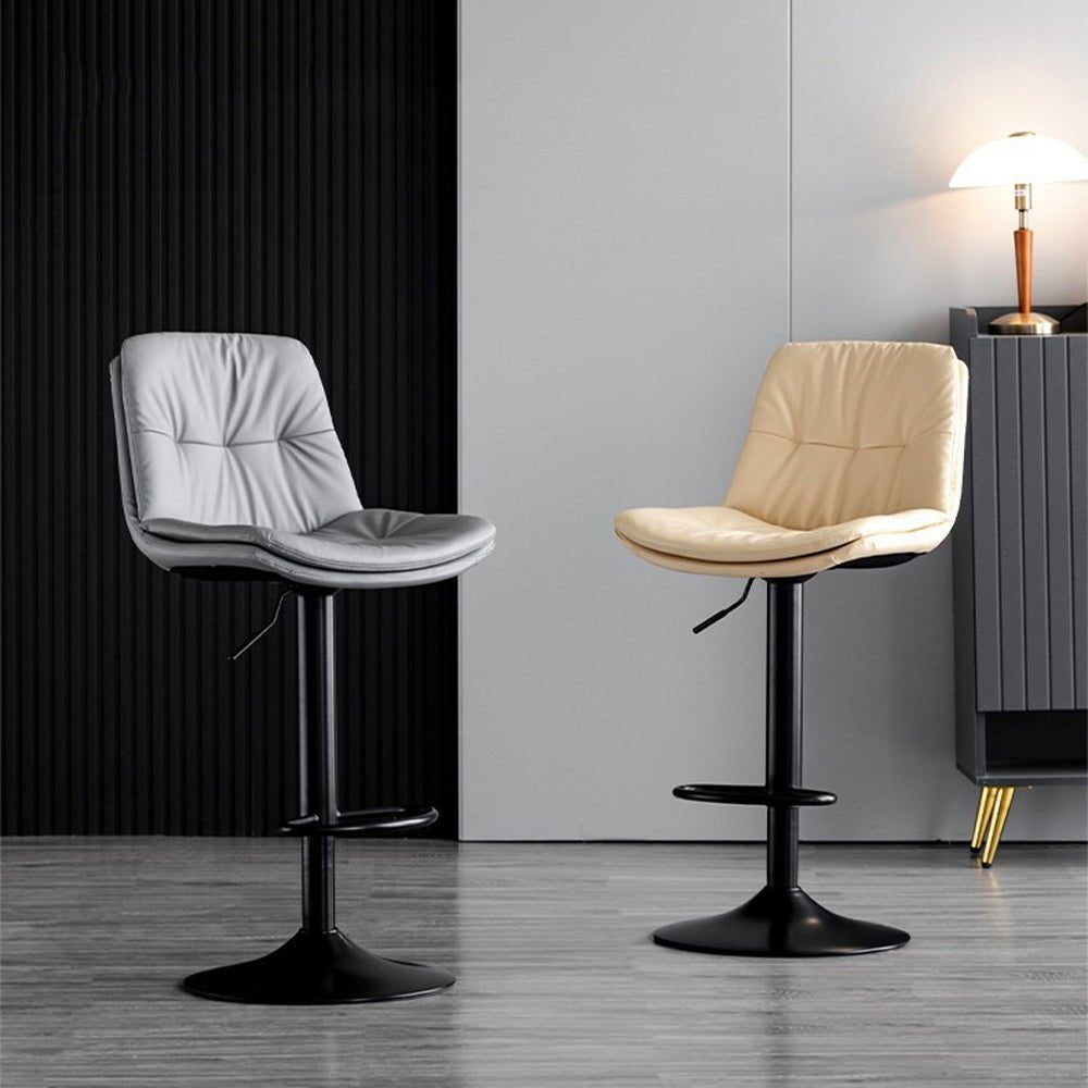 Bar Stools Kitchen Bar Stool Leather Barstools Swivel Gas Lift Counter Chairs x2 BS8406 Brown - Cosy Abode