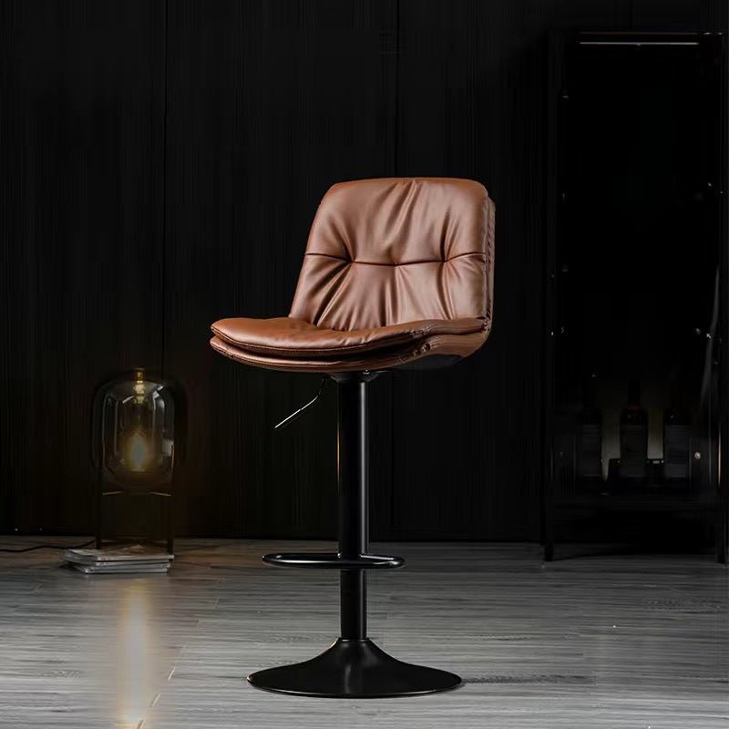 Bar Stools Kitchen Bar Stool Leather Barstools Swivel Gas Lift Counter Chairs x2 BS8406 Brown - Cosy Abode