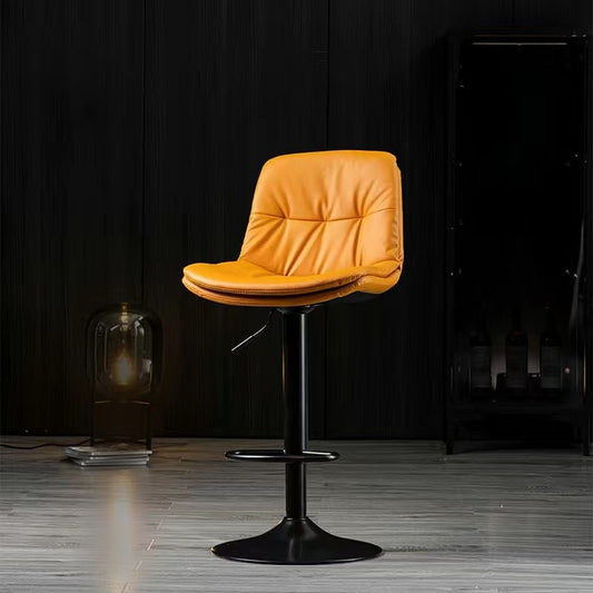 Bar Stools Kitchen Bar Stool Leather Barstools Swivel Gas Lift Counter Chairs x2 BS8406 Orange - Cosy Abode
