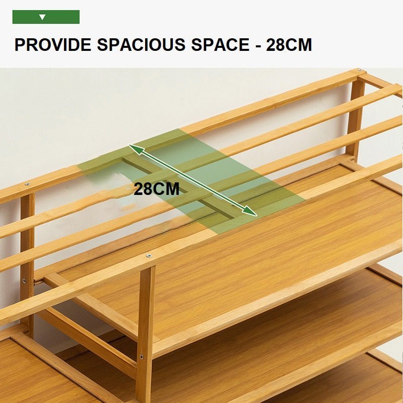 Flora Cover Six Tier Oxford Cloth Covered Tower Bamboo Wooden Shoe Rack Boot Shelf Stand Storage Organizer - Cosy Abode