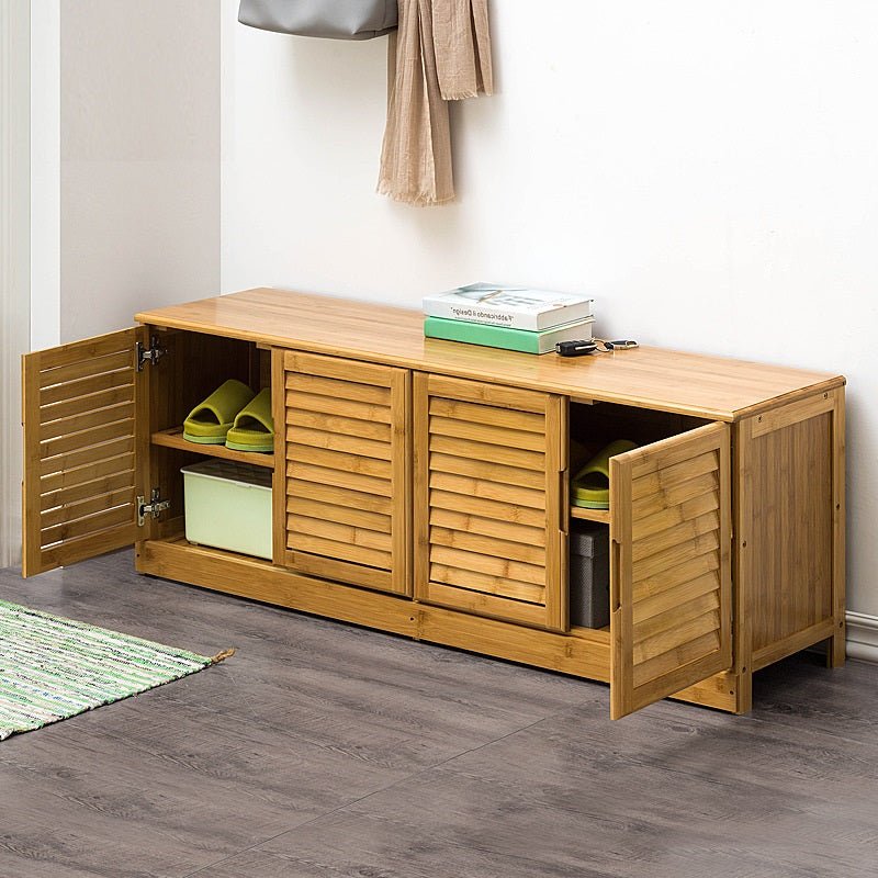 Bamboo Bench Seat Shoe Rack Shoe Bench Storage Bench 132cm - Cosy Abode