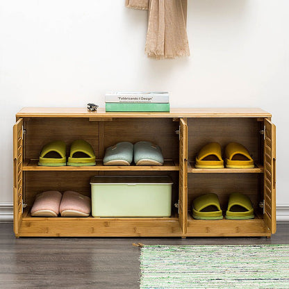 Bamboo Bench Seat Shoe Rack Shoe Bench Storage Bench 132cm - Cosy Abode