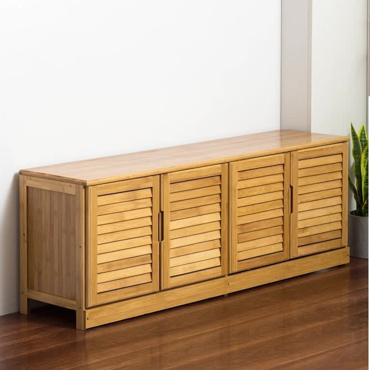 Bamboo Bench Seat Shoe Rack Shoe Bench Storage Bench 132cm - Cosy Abode