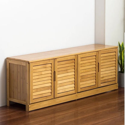 Bamboo Bench Seat Shoe Rack Shoe Bench Storage Bench 132cm - Cosy Abode