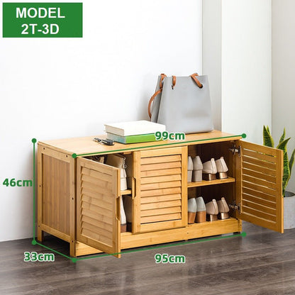 Bamboo Bench Seat Shoe Rack Shoe Bench Storage Bench 99cm - Cosy Abode