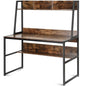 Computer Table Desk Book Storage Student Study Home Office Workstation with Bookshelf (Rustic Brown) - Cosy Abode