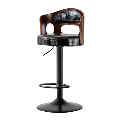 Bar Stools Kitchen Bar Stool Leather Barstools Swivel Gas Lift Counter Chairs- Black - Cosy Abode