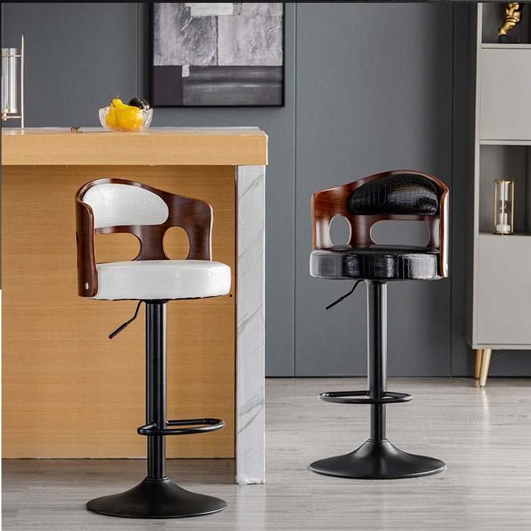 Bar Stools Kitchen Bar Stool Leather Barstools Swivel Gas Lift Counter Chairs- Black - Cosy Abode