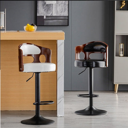 Bar Stools Kitchen Bar Stool Leather Barstools Swivel Gas Lift Counter Chairs- Black - Cosy Abode