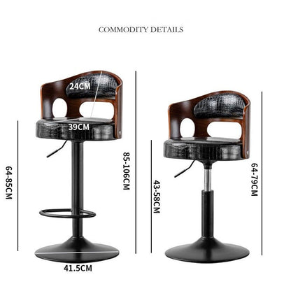 Bar Stools Kitchen Bar Stool Leather Barstools Swivel Gas Lift Counter Chairs- Black - Cosy Abode
