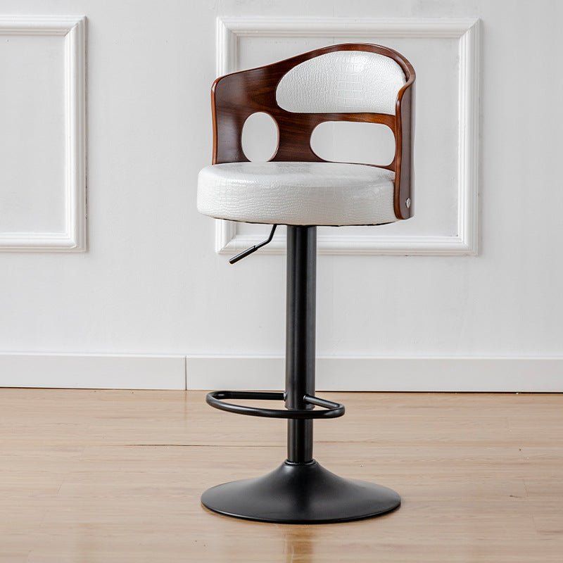 BS5105-BLACKBar Stools Kitchen Bar Stool Leather Barstools Swivel Gas Lift Counter Chairs- White - Cosy Abode