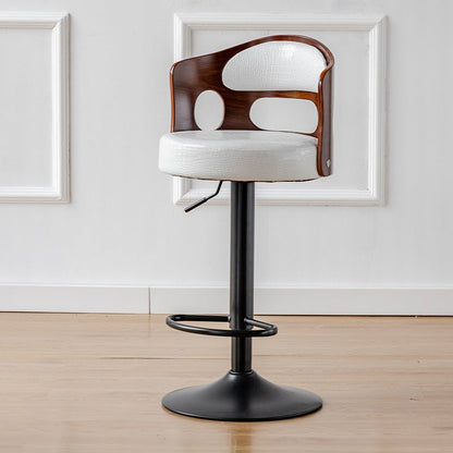 BS5105-BLACKBar Stools Kitchen Bar Stool Leather Barstools Swivel Gas Lift Counter Chairs- White - Cosy Abode