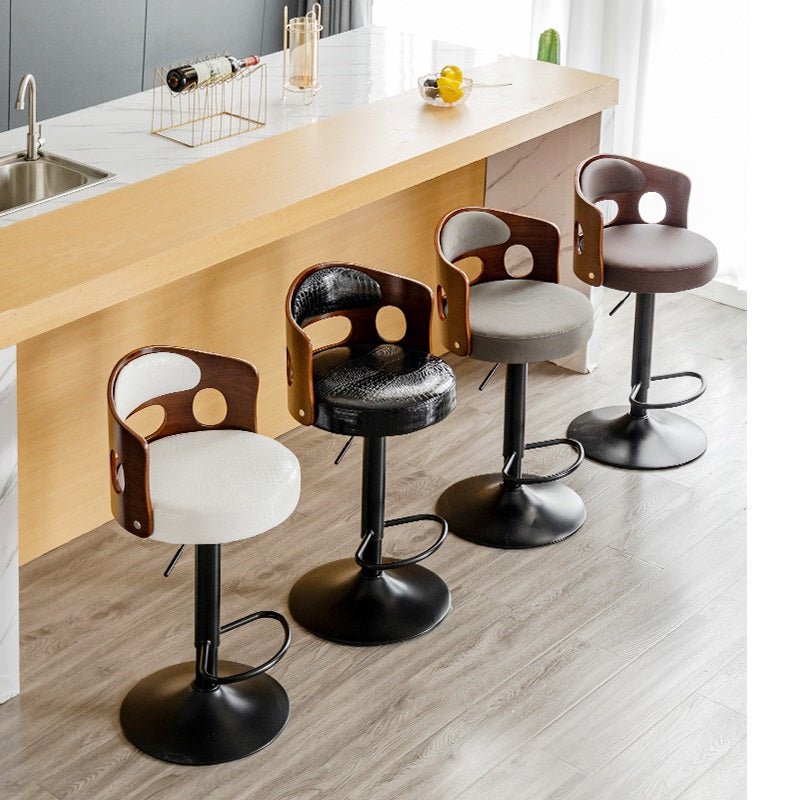 BS5105-BLACKBar Stools Kitchen Bar Stool Leather Barstools Swivel Gas Lift Counter Chairs- White - Cosy Abode